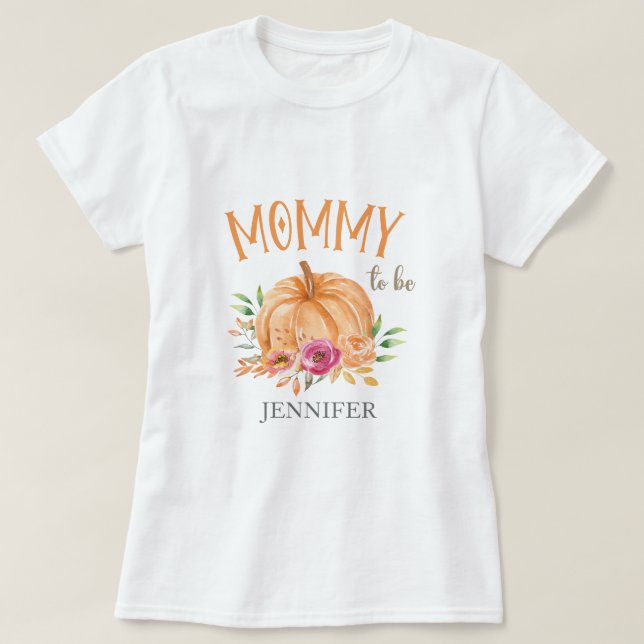 T-shirt Petite Citrouille aquarelle Baby shower maman pour (Design devant)