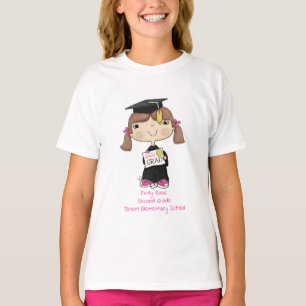 T-shirt Petite fille diplômée Cheveux Brown