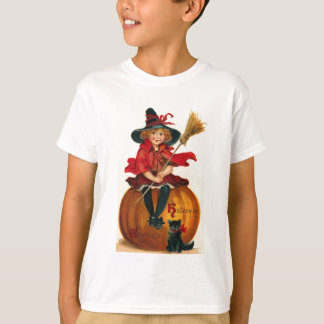 T-shirt Petite fille en costume sorcier Halloween Tee - sh