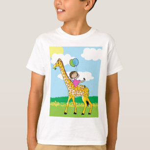T-shirt Petite fille et girafe