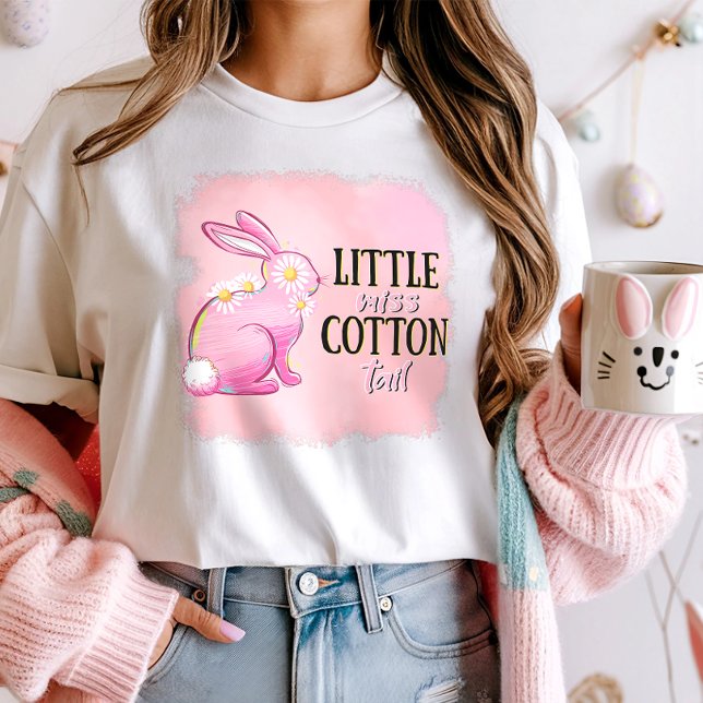 T-shirt Petite mademoiselle queue de coton Bunny rose Pâqu (Créateur téléchargé)