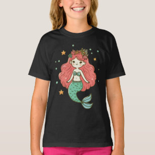 T-shirt Petite mignonne Sirène d'aquarelle sous-marine