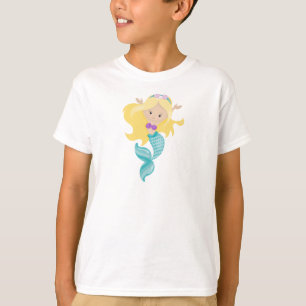 T-shirt Petite Sirène, Mignonne Sirène, Cheveux Blonde, Co