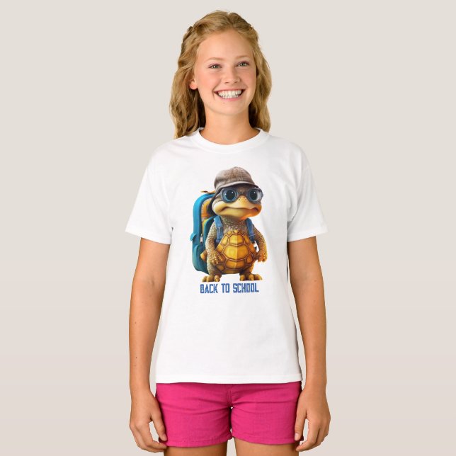 T-shirt Petite Tortue Aventurée avec sac à dos, (Devant entier)