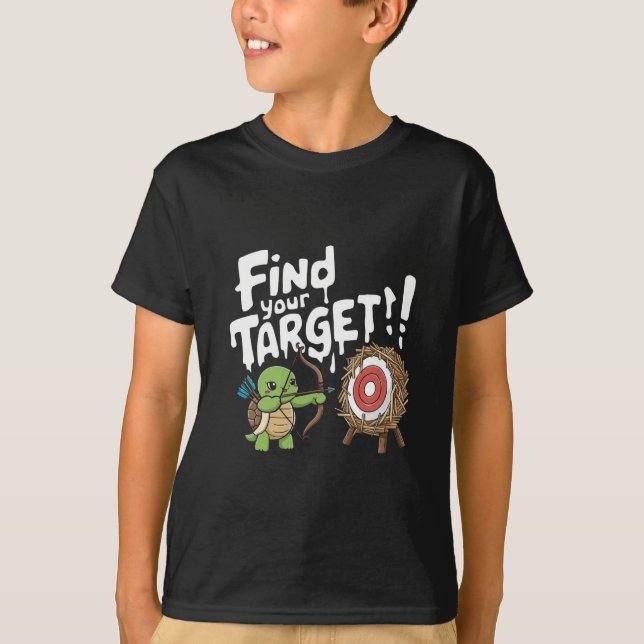 T-shirt Petite tortue pointant un arc et une flèche (Devant)