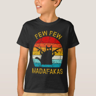 T-shirt Pew Madafakas Pew Guns Funny Black Cat Retro Vinta