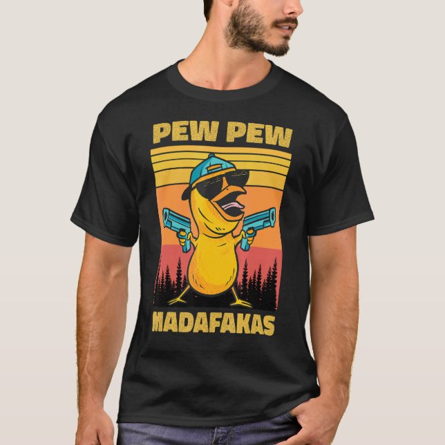 T-shirt Pew Pew espèces de cinglés Poulet Pew Pew Armes Dr (Devant)