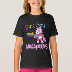 T-shirt Pew Pew Madafakas t-shirt, Funny Unicorn w/ a gun