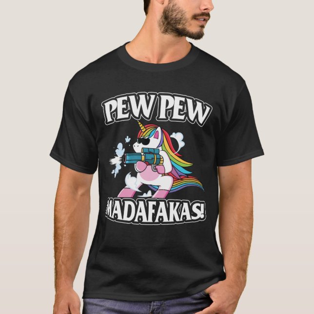 T-shirt Pew Pew Madafakas Unicorn Lover (Devant)
