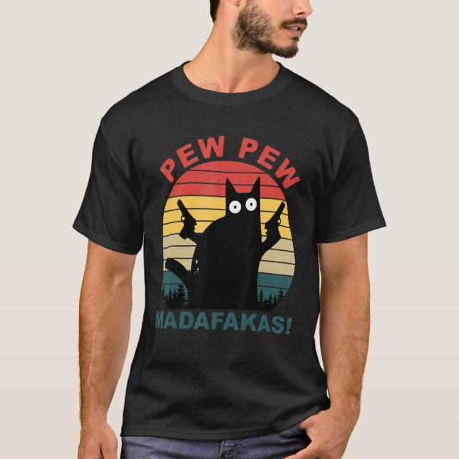 T-shirt Pew Pew Pew Madafakas Pew Pew Pew Cat Women Top Re (Devant)