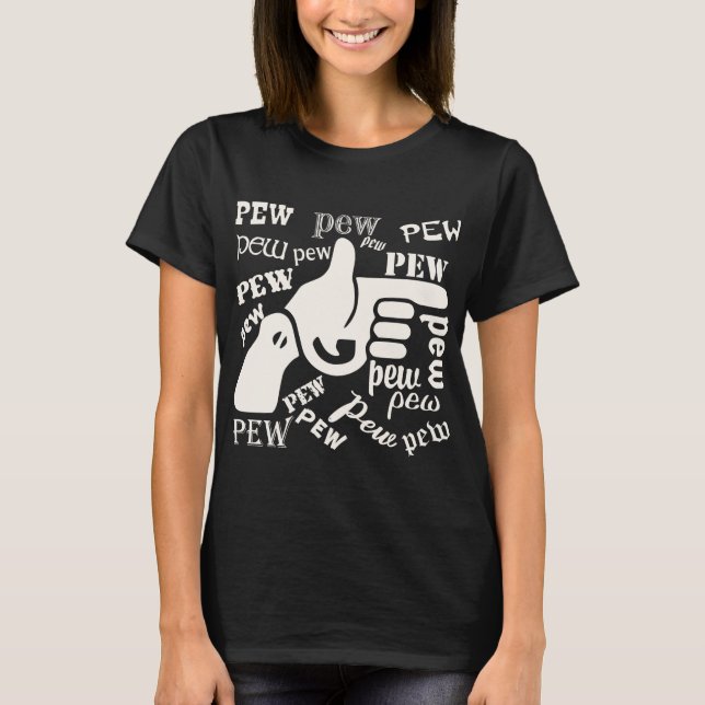 T-shirt Pew Pew Pew Pew Pew Gun Pew Finger Gun #USAPatriot (Devant)