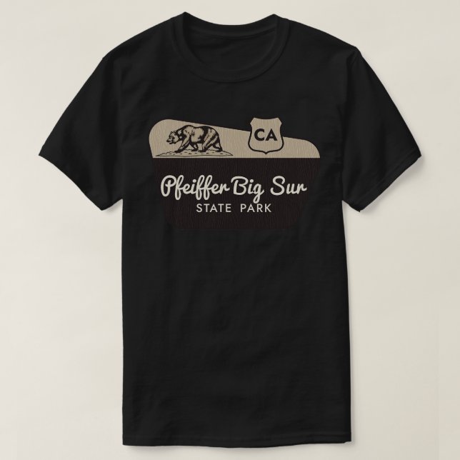 T-shirt Pfeiffer Big Sur State Park California Welcome Sig (Design devant)