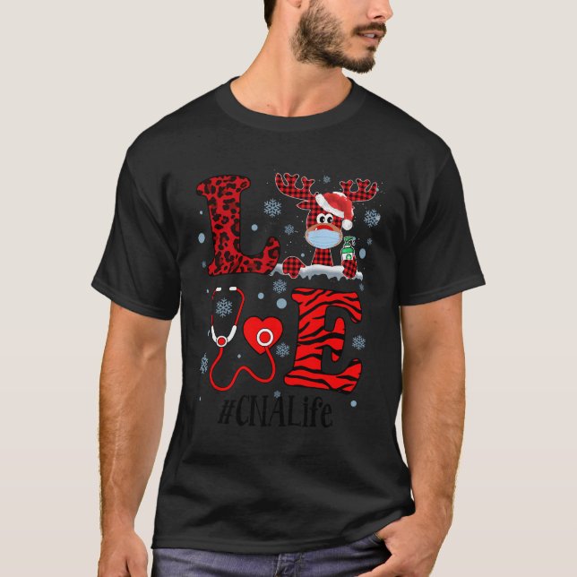 T-shirt Ph Love Reindeer Cna Christmas Red Plaid Leopard N (Devant)