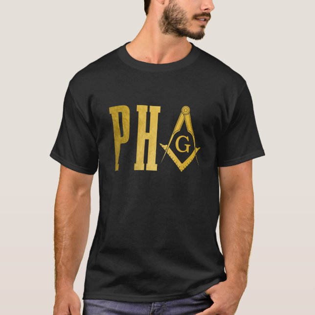 T-shirt Pha Prince Hall Mason Freemason Masonic Carré & C (Devant)