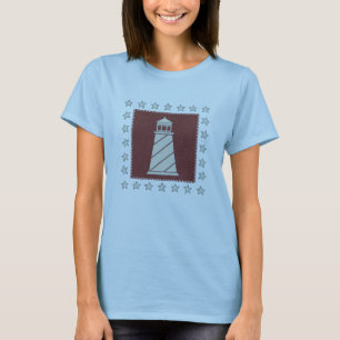 T-shirt Phare côtier de l'art   sur le rouge