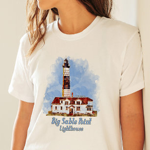 T-shirt Phare de Big Sable Point à l'aquarelle - Michigan