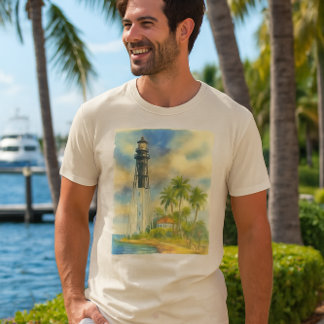 T-shirt Phare de Hillsboro Inlet Watercolor Floride  