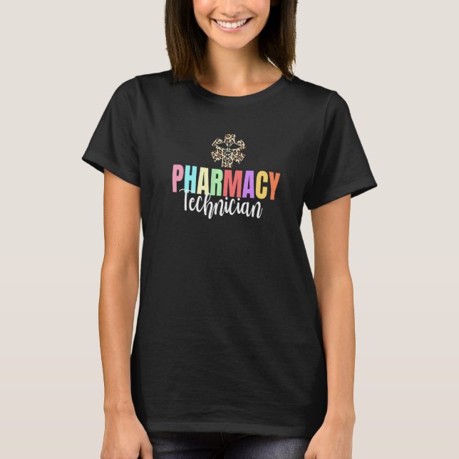T-shirt Pharmacien Leopard Certifié Technicien en pharmaci (Devant)