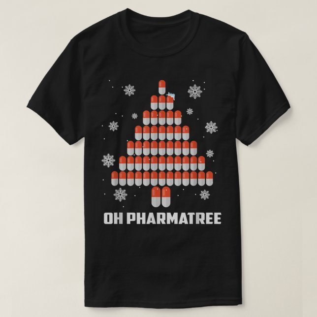 T-shirt Pharmaciste Arbre de Noël Pharmacien Cadeau Drôle  (Design devant)