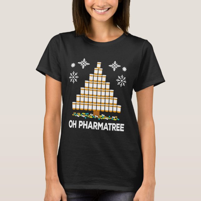 T-shirt Pharmacy Christmas Tree Medication Pharmaceutique (Devant)