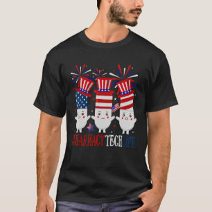 T-shirt Pharmacy Tech pilule la 4 juillet patriotique amér