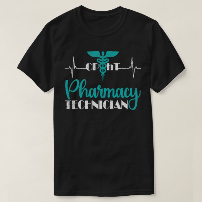 T-shirt Pharmacy Technician Cpht Tech Heartbeat Ekg Pharma (Design devant)