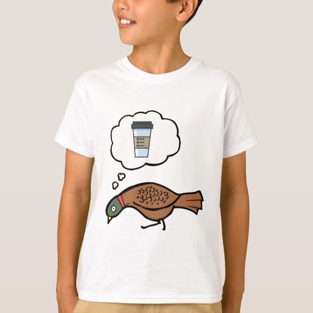 T-shirt Pheasant dreams of coffee (Devant)