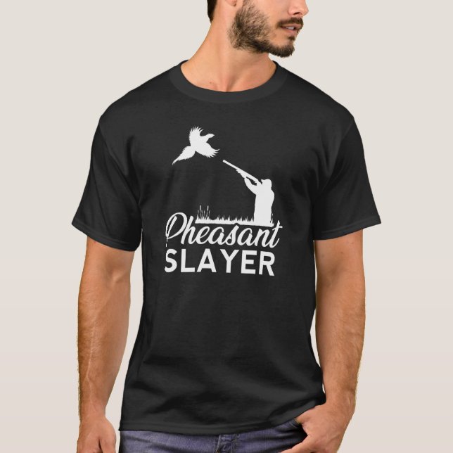T-shirt Pheasant Slayer Hunting Hunter Bird Plucking Retro (Devant)