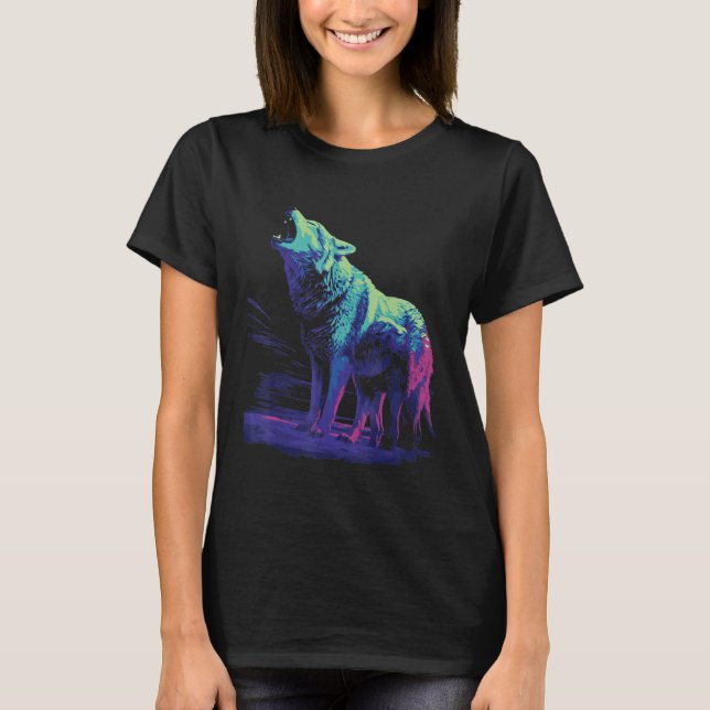 T-shirt Phenomenal Howling Wolves Wolf Pack Retro Awesomen (Devant)