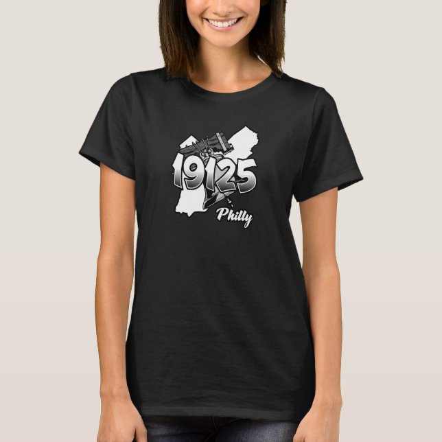 T-shirt Philadelphie Silhouette avec Zip Code 19125 et Li (Devant)