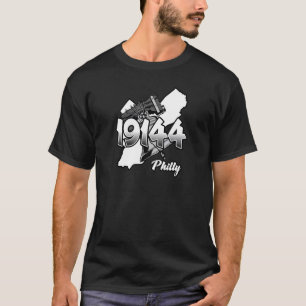 T-shirt Philadelphie Silhouette avec Zip Code 19144 et Li