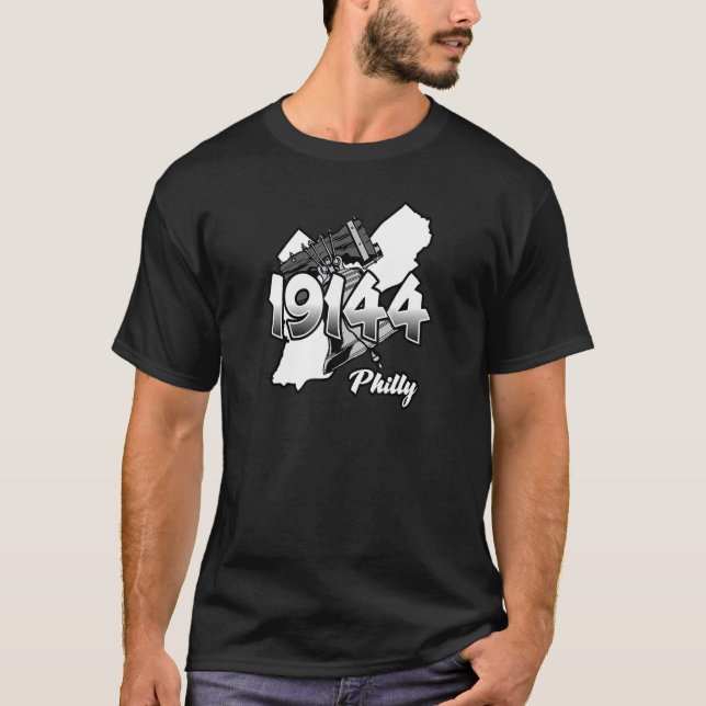 T-shirt Philadelphie Silhouette avec Zip Code 19144 et Li (Devant)