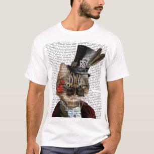 T-shirt Phileas Feline Steampunk Chat et chapeau supérieur