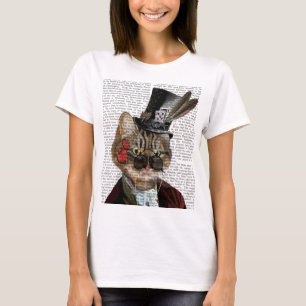 T-shirt Phileas Feline Steampunk Chat et chapeau supérieur