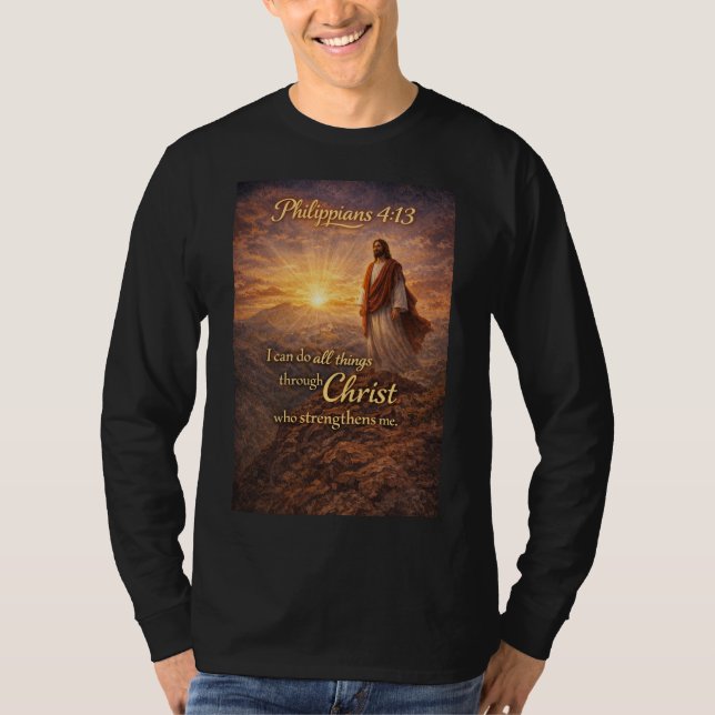 T-shirt Philippiens 4:13 Chemise pour hommes à manches lon (Devant)