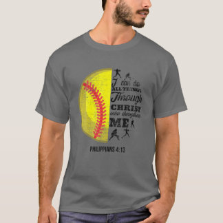 T-shirt Philippiens 4:13 Christian Softball Funny Bible Ve