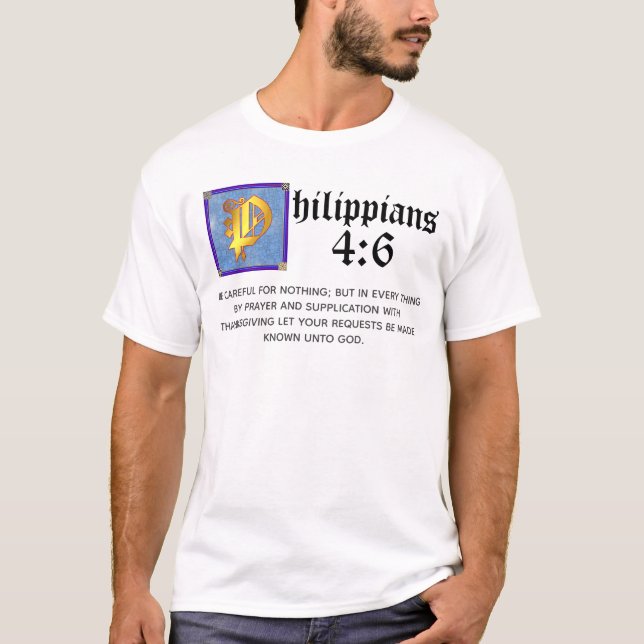 T-shirt Philippiens 4 6 Lettre éclairée Verse de la Bible (Devant)