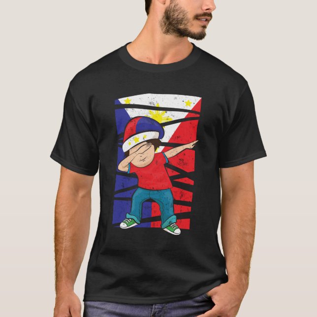 T-shirt Philippin philippin tamponnant de drapeau de (Devant)