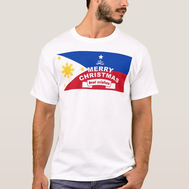 T-shirt Philippine Flag Christmas : Joyeux Noël & Meilleur (Devant)