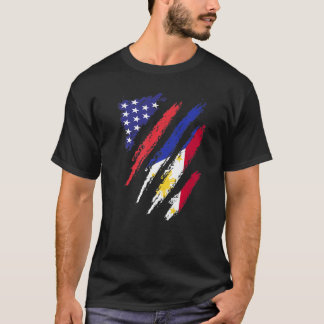 T-shirt Philippines American Grosse Drapeau USA Patriot He