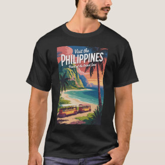 T-shirt Philippines Beach Illustration Travel Art Vintage