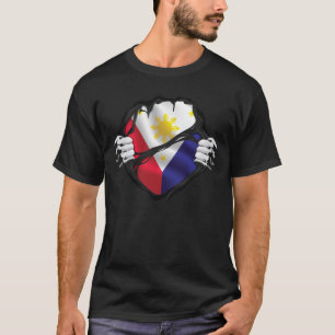 T-shirt Philippines Drapeau à racines pures Noir