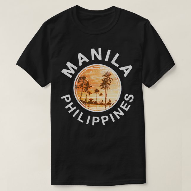 T-shirt Philippines Manille Retro Sunset Filipino (Design devant)