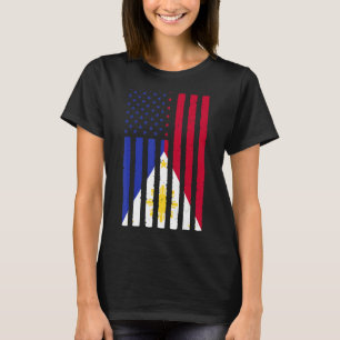T-shirt Philippines Roots Usa Drapeau Héritage Moitié Phil