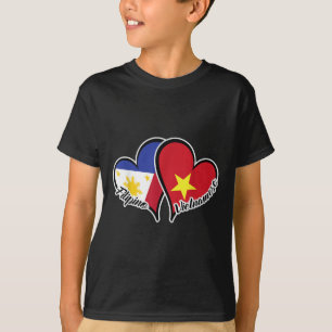 T-shirt Philippines Viêt Nam Coeur du drapeau à moitié Phi