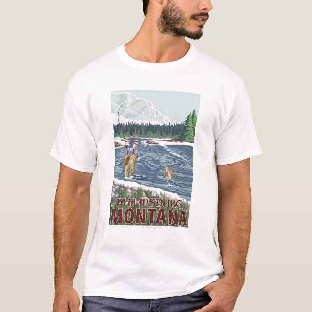 T-shirt Philipsburg, pêcheur de MontanaFly (Devant)