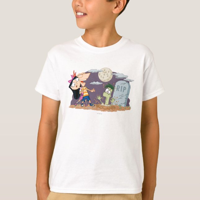 T-shirt Phinées et ferbes dans le cimetière (Devant)