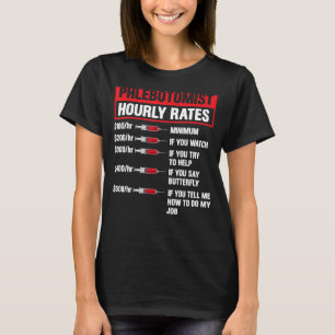 T-shirt Phlebotomiste Taux horaire Phlebotomie Hommes Femm