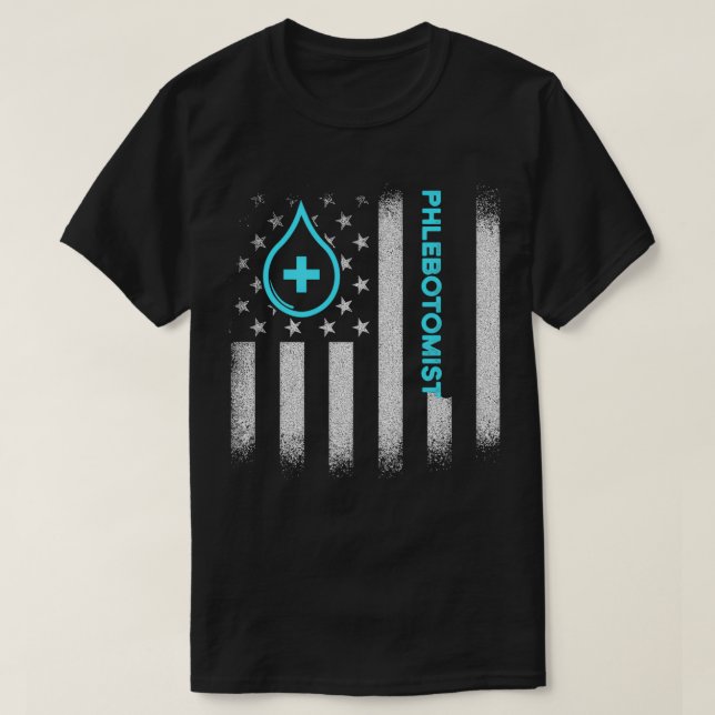 T-shirt Phlebotomiste US Drapeau Phlebotomie Technicien (Design devant)