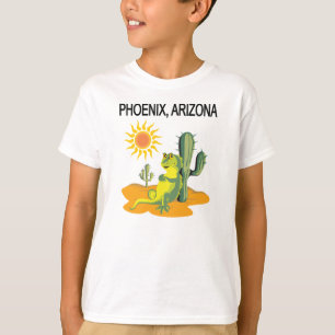 T-shirt Phoenix Arizona Lizard au soleil sous un Saguaro